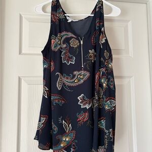 Scott Navy Paisley Sleeveless Top
